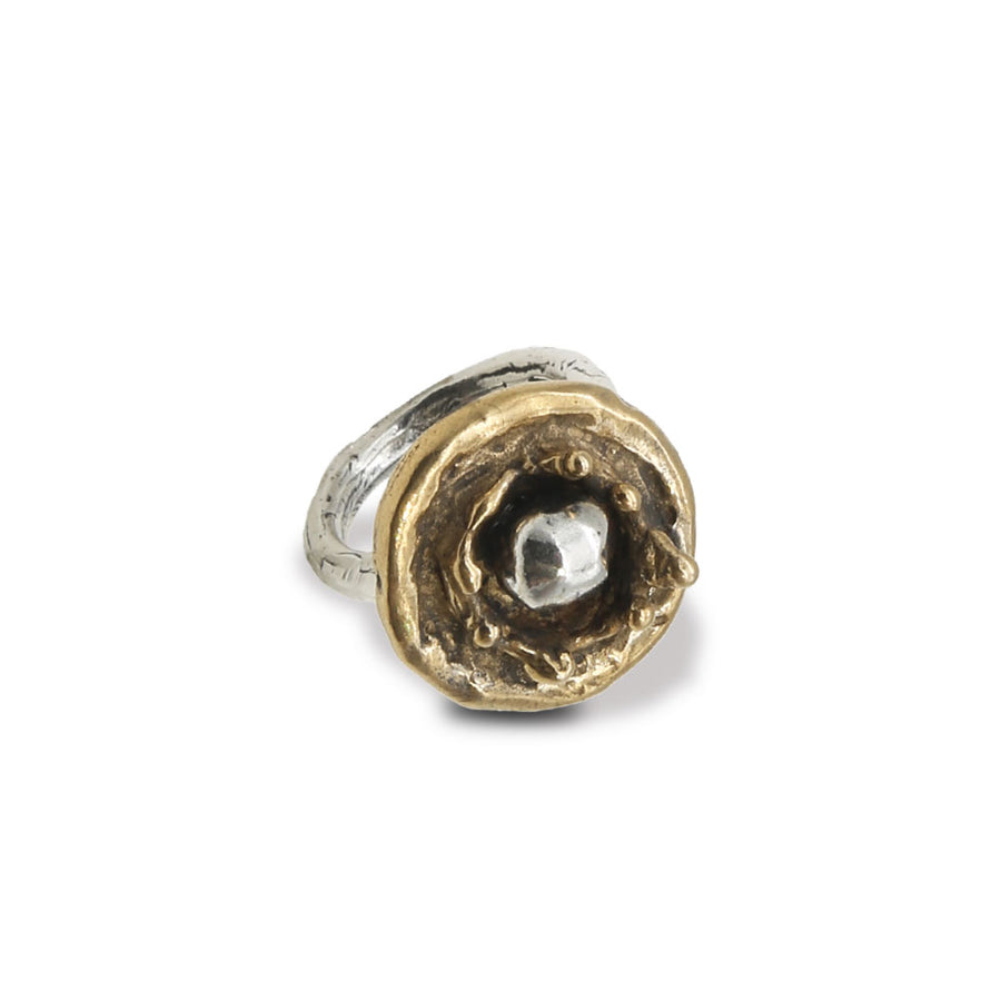 Anello piccolo Sasso nello stagno argento 925 e bronzo - AR193