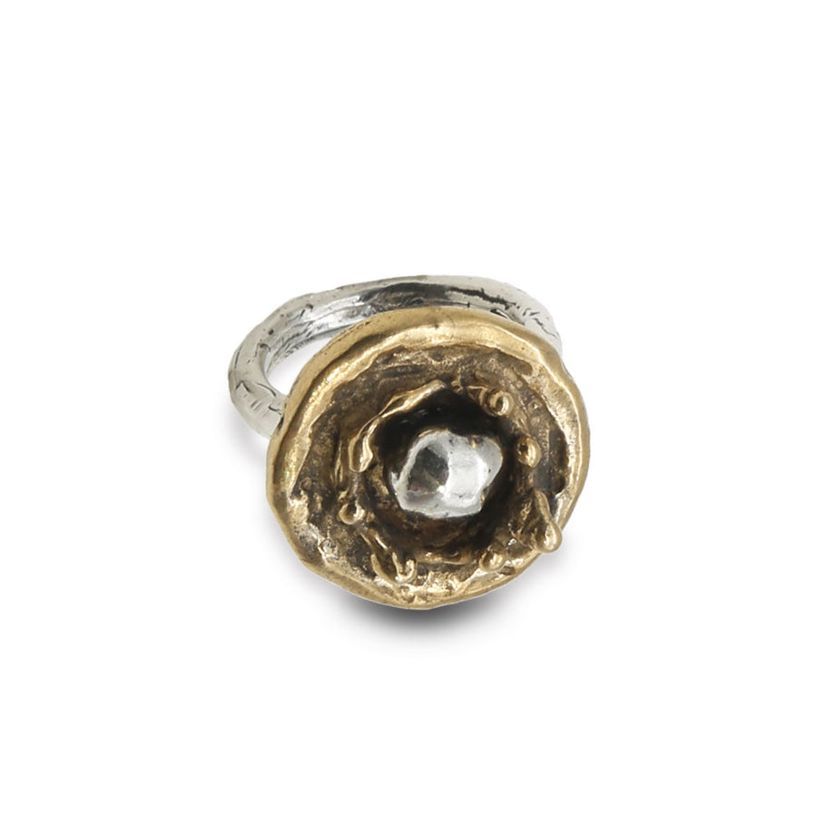 Anello piccolo Sasso nello stagno argento 925 e bronzo - AR193