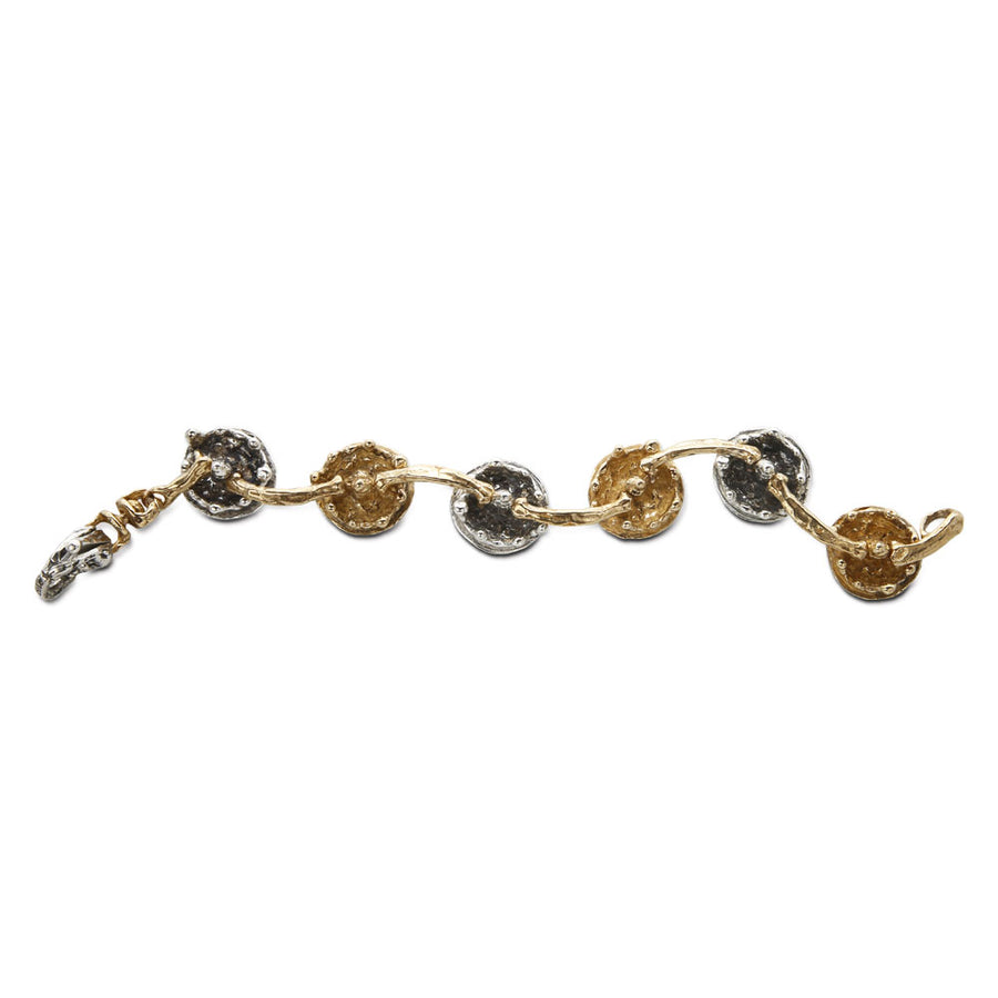 Bracciale  a maglia Sasso nello Stagno sei piastrine argento 925 e bronzo - BA151