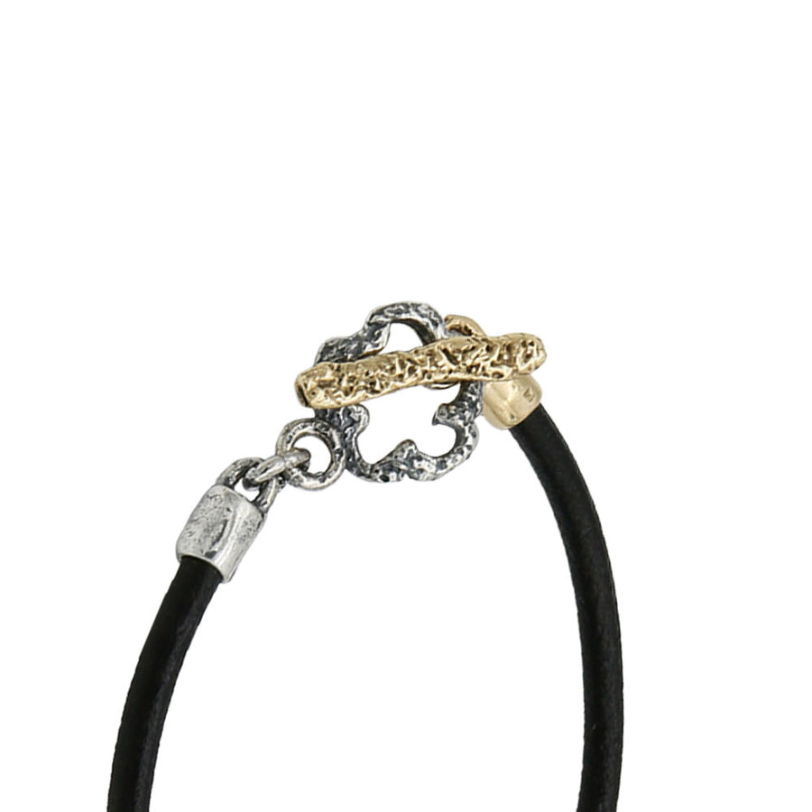 Bracciale unisex cinturino cuoio charm pepita argento 925 - BA091